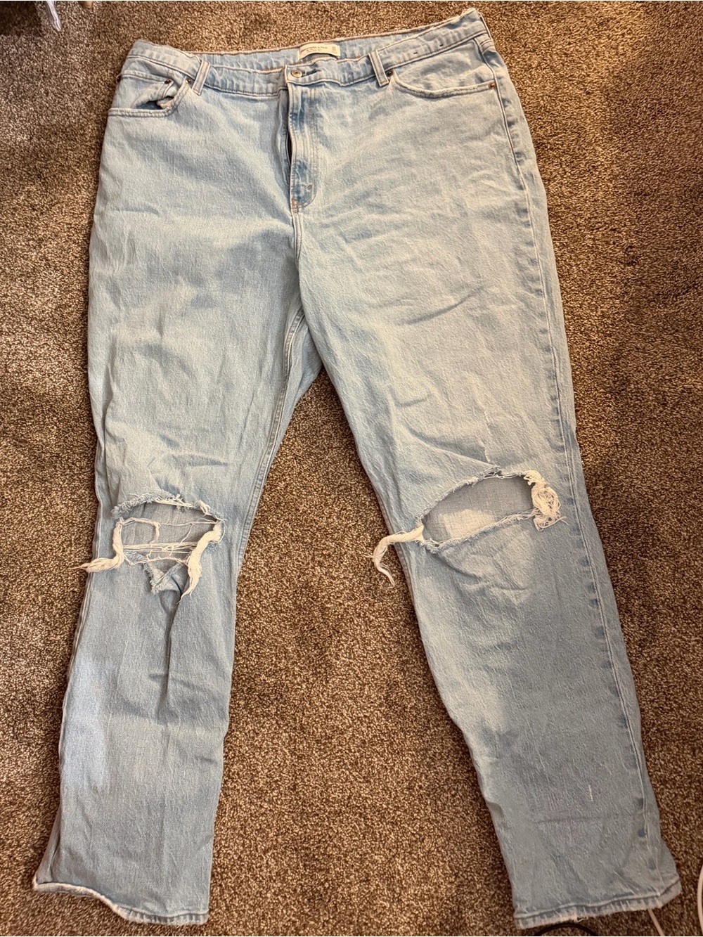 Abercrombie & Fitch Light Blue Distressed Boyfriend Jeans